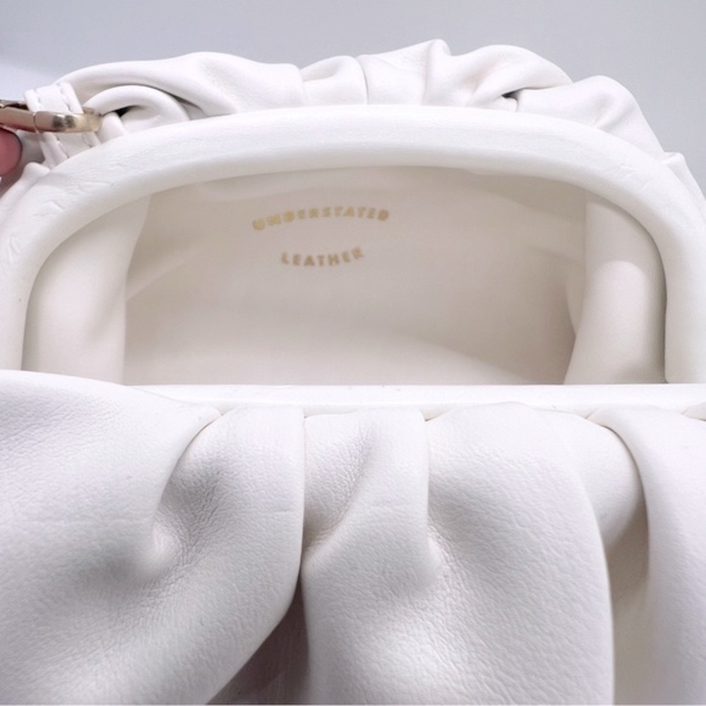 Understated Leather Shoulder Bag White Vegan Leather NEW - Picture 7 of 7